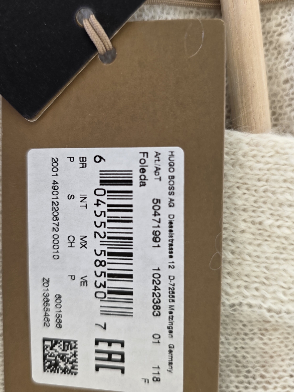 HUGO BOSS Foleda Mohair Cardigan Cream Small NWT - Picture 13 of 14